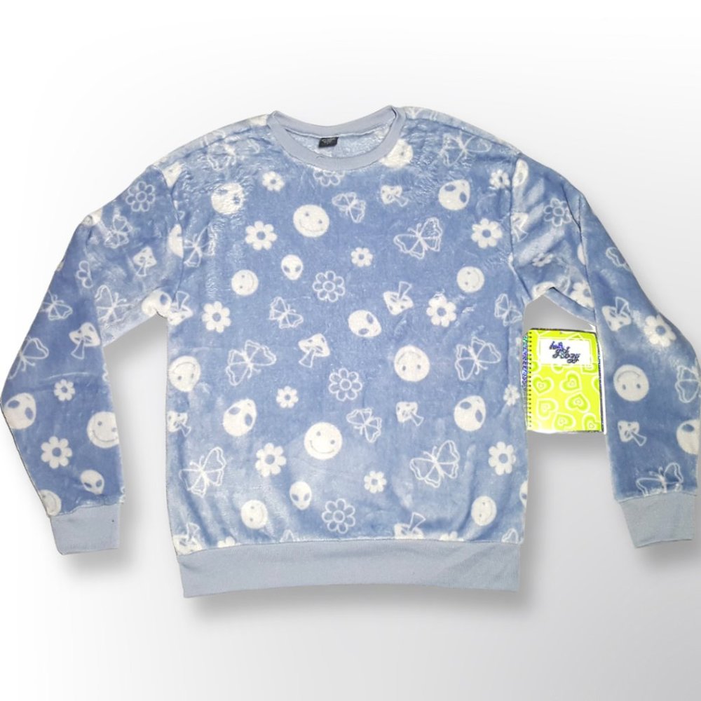 Cold Crush blue pattern fleece sweater